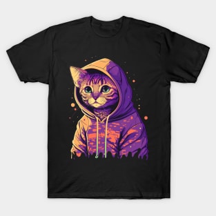 Cool Cat in a Vaporwave Hoodie T-Shirt